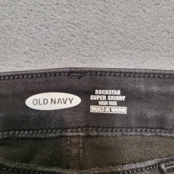 Old Navy Jeans Womens 4 Black Rockstar Super Skinny Distressed Denim Stretch - Picture 3 of 10